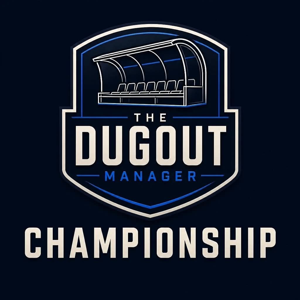 The Dugout Manager crest with a covered football dugout and Championship beneath. The Dugout Manager crest with a covered football dugout and Championship beneath.